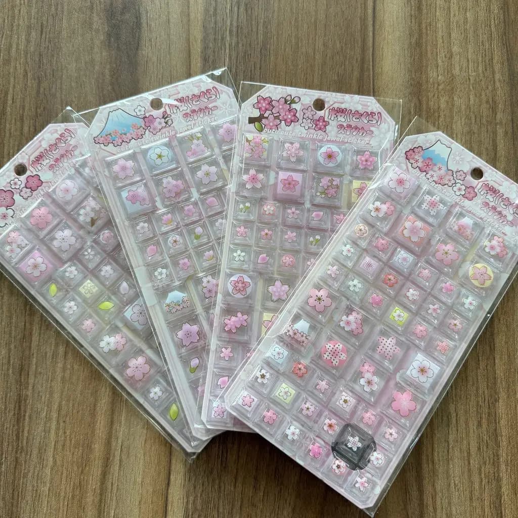 4 Pezzi Adesivi in Resina con Fiori di Ciliegio e Monte Fuji, Adesivi Floreali Lucidi per Planner, Confezioni Regalo, Fai da Te, Negozio Anime Worlds