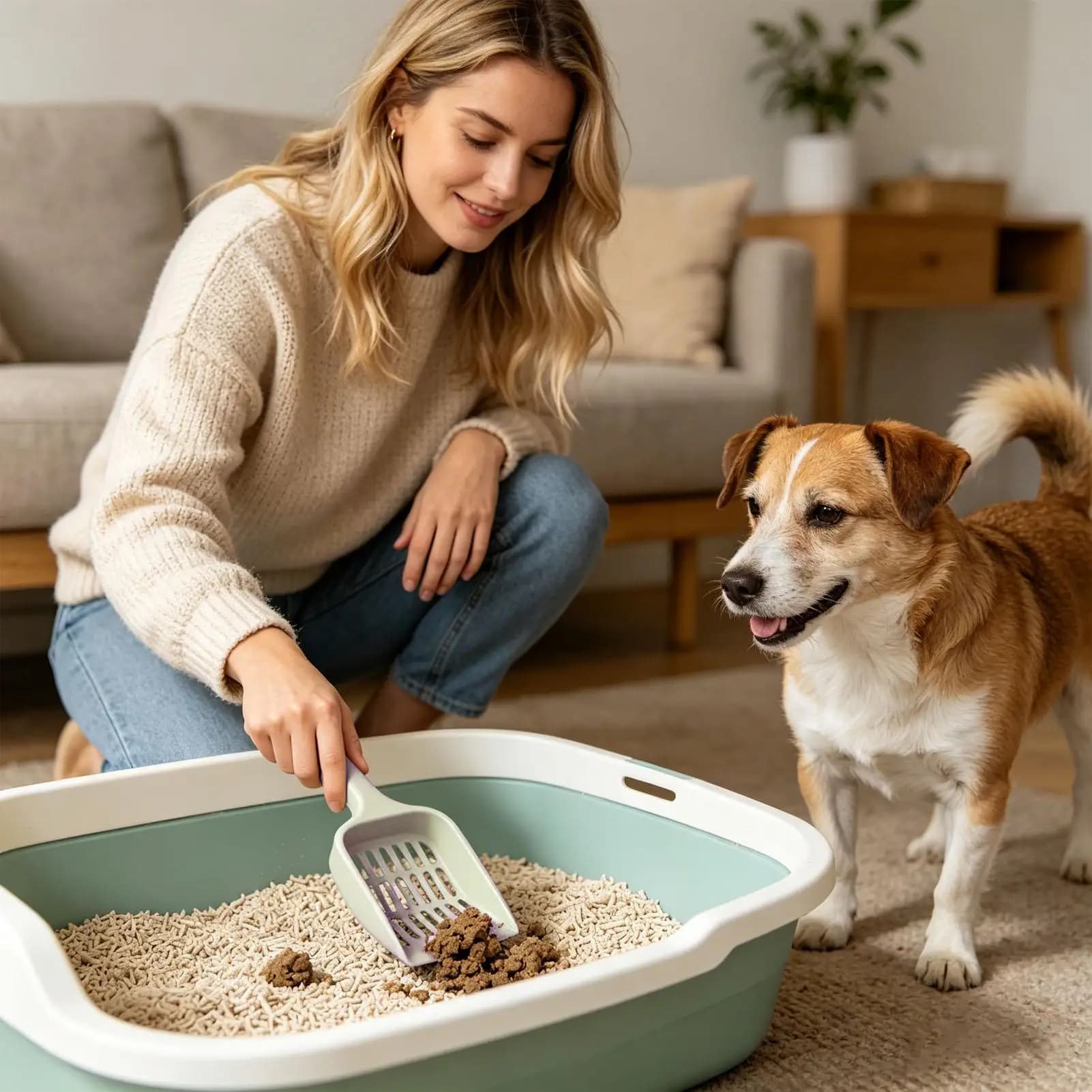 Cat Litter Scoop Ergonomic Poop Lifter Shovel Cat Scooper with Long Handle for Home Bathroom Balcony Hallway Apartment Pet Shop