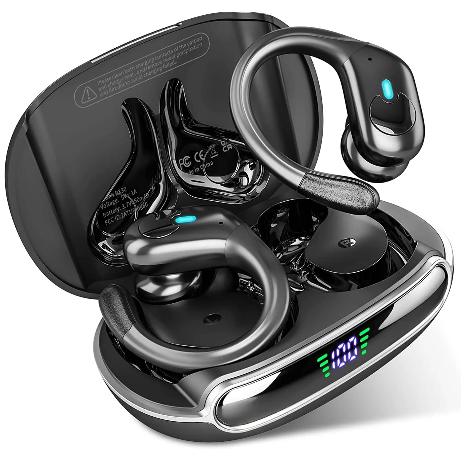 Auricolari BX30 TWS Bluetooth 5.3, Cuffie Wireless Sportive con Display LED Digitale, Audio HiFi Stereo, Riduzione del Rumore e Microfono HD