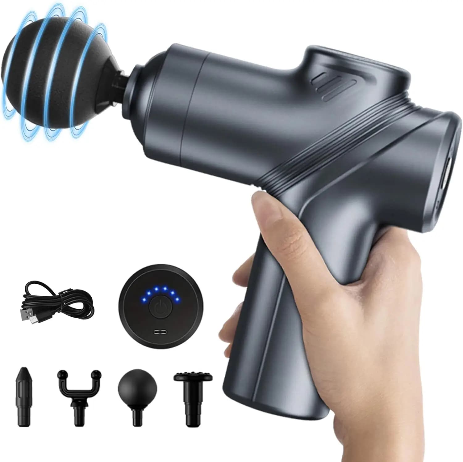 Deep Tissue Massage Gun with 4 Heads, Portable & Quiet for Muscle Relief, Gift for Athletes