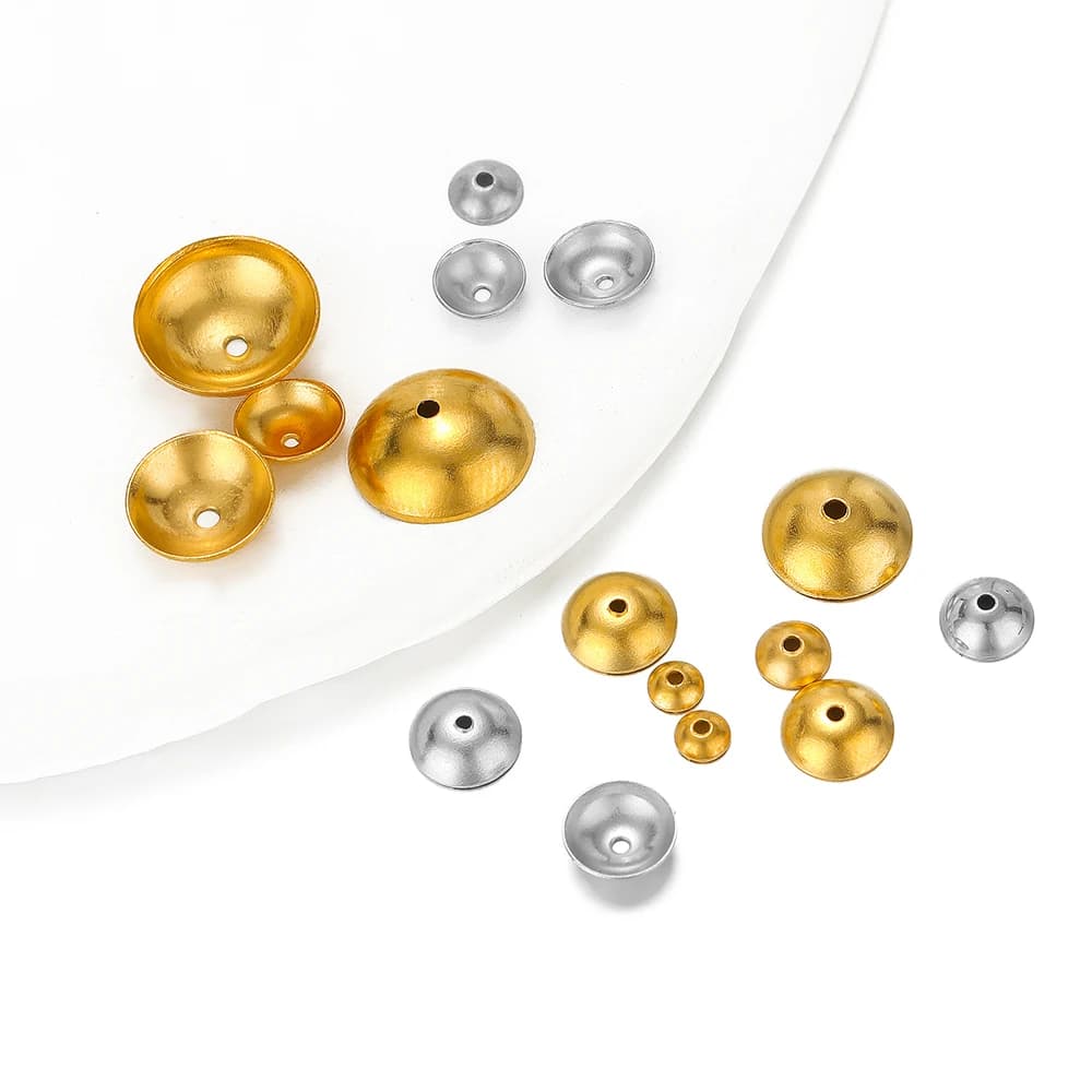 50-100 pieces stainless steel round beads caps, diy jewellery beads, necklaces, earrings, bracelets, bulk accessories