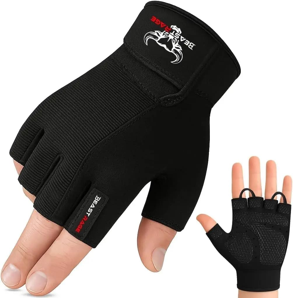 Guanti da Palestra Resistenti per Uomo e Donna, Guanti Mezze Dita Antiscivolo per Sollevamento Pesi, Allenamento, Ciclismo, Bodybuilding