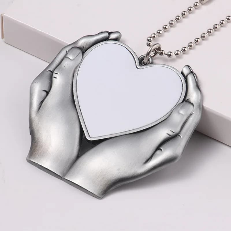 10pcs/lot Sublimation Blank Keychain Key Ring Car Ornaments Angel Wings Holding Love Heart