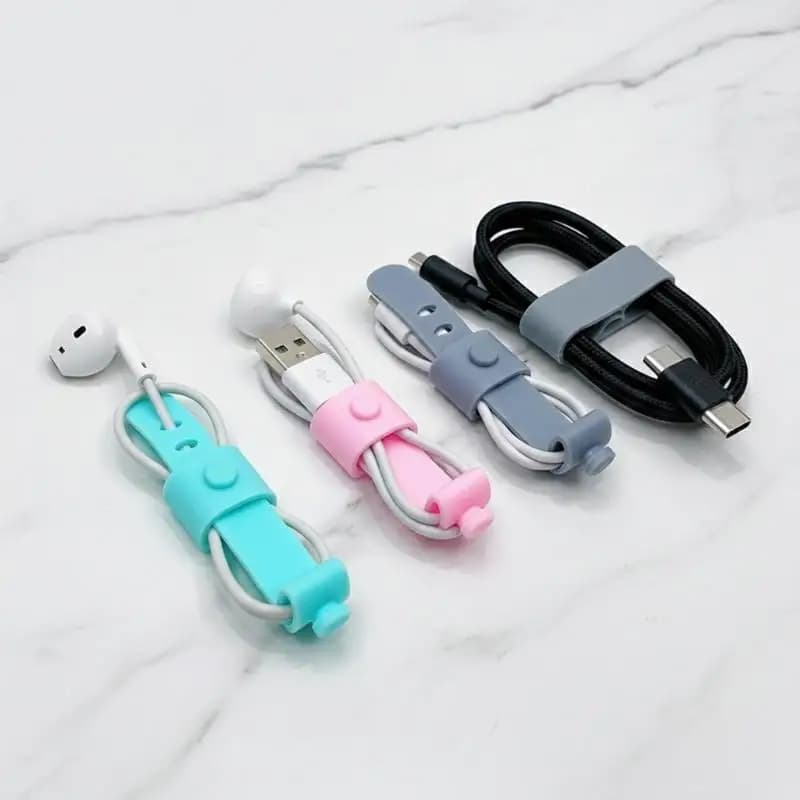 20Pcs Cable Organizer Silicone Wire Binding Data Cable Tie Management Bobbin Winder Marker Holder Tape Lead Straps