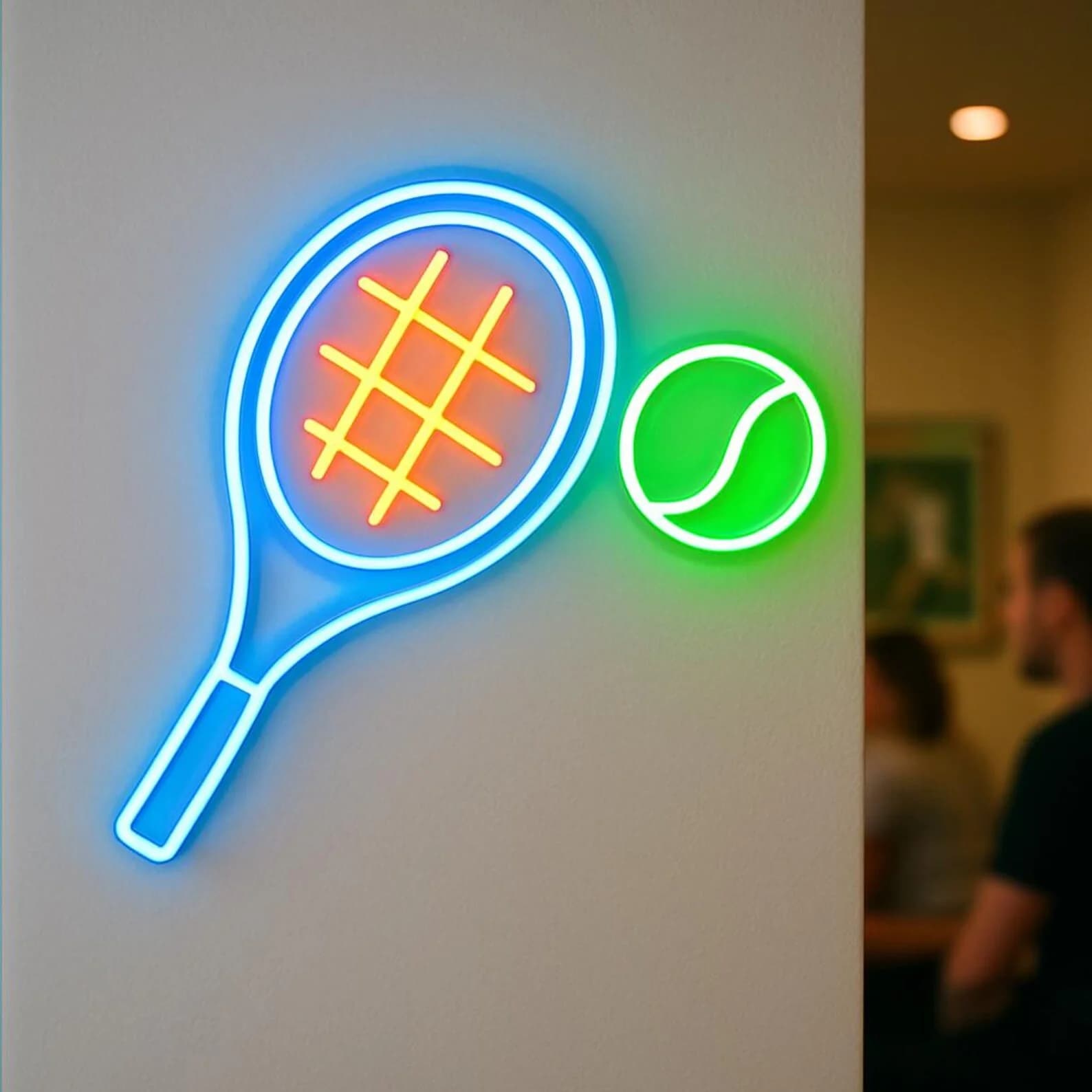 Insegna al neon da tennis. Luce per mazze sportive, cartello a LED per centri di fitness, idea regalo per atleti, racchette da tennis e decorazioni al neon per palline
