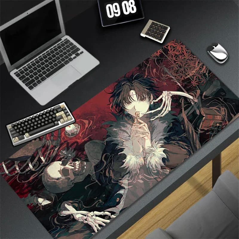 Accessori da gioco per computer Tappetino per mouse Tappetino per mouse per PC da ufficio Tappetino per tastiera Decorazione da scrivania H-hunter x H-hunter Chrollo Anime Tappetino da scrivania