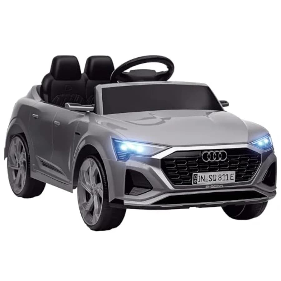 Qaba Audi Q8 e-tron Sportback Auto Elettrica 12V con Licenza Ufficiale, Alimentata a Batteria, con Telecomando e 4 Sospensioni a Molla