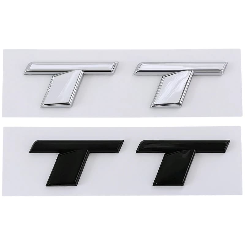 3d ABS Chrome Black Logo TT Emblem Letters Car Rear Trunk Badge Self Adhesive Decal TT Sticker Accessories