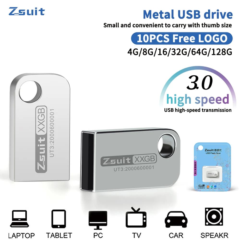 Zsuit 10PCS 32GB 64GB Chiavetta USB 16GB Pen Drive 4GB 8GB Pendrive 16GB 128GB Memory Stick Capacità reale Disco U impermeabile