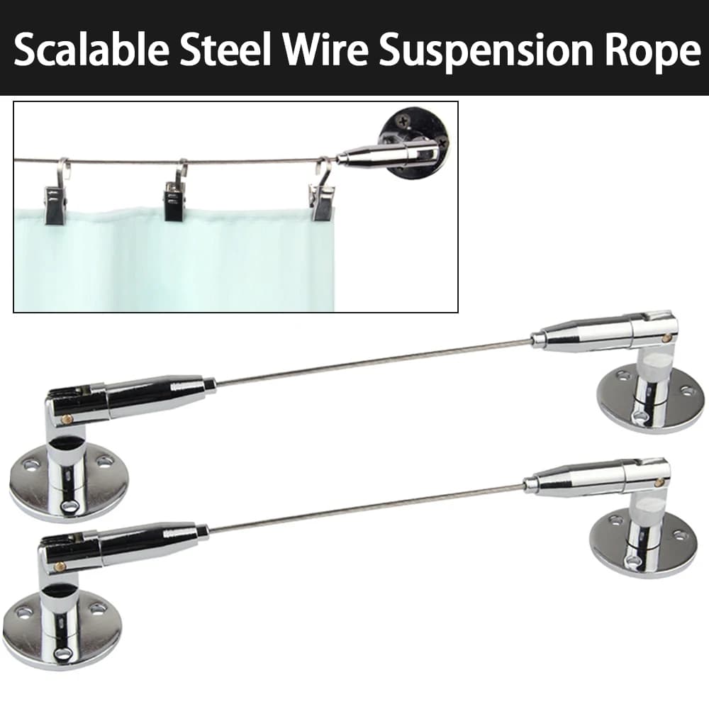 Adjustable 2 mm 180 ° 2 mm steel wire suspended curtain with mobile code extended to rotation with locking buckle, bath rope
