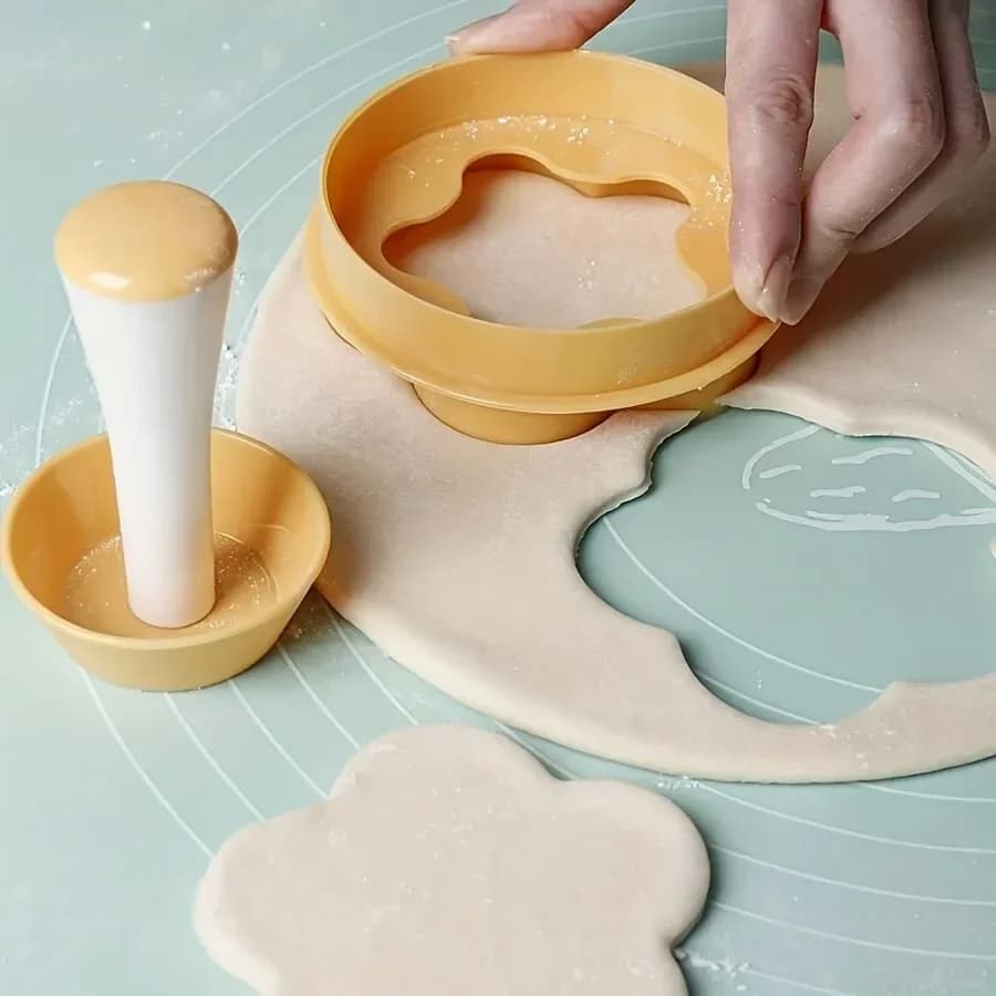 Flower Shaped Pastry Tamper Creative Dough Presser & Cake Mold for Biscuits/Pies DIY Baking Tools Kit