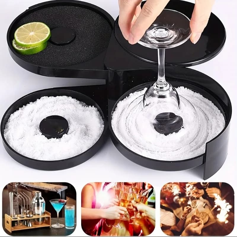1 shaker per sale da bar a 3 strati, scatola per condimenti per cocktail succhi di frutta, strumenti per barman, scatola per condimenti, festa al bar, Rimmer al sale