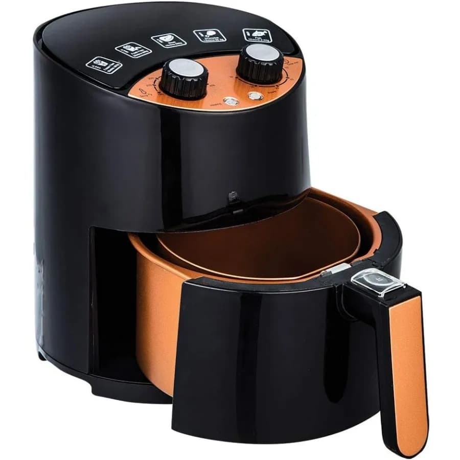Friggitrice ad aria da 2 QT - Friggitrice ad aria turbo ciclonica con tecnologia Rapid Air per meno cottura senza olio Include ricettario Nero