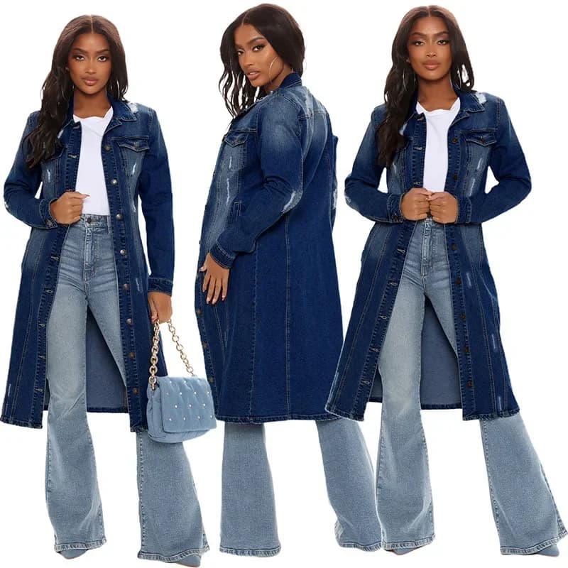 Cappotto di jeans in cotone Donna Primavera Autunno Ropa Cardigan Jeans Giacca bomber lunga gotica Giacca a vento Y2k Giacche da donna Maxi elegante