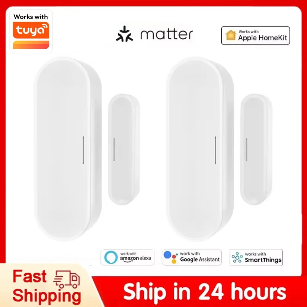 Sensore per porte e finestre con filettatura Tuya Sensore per porte con matter alimentato tramite USB Funziona con HomeKit Alexa Google Home Smart Home