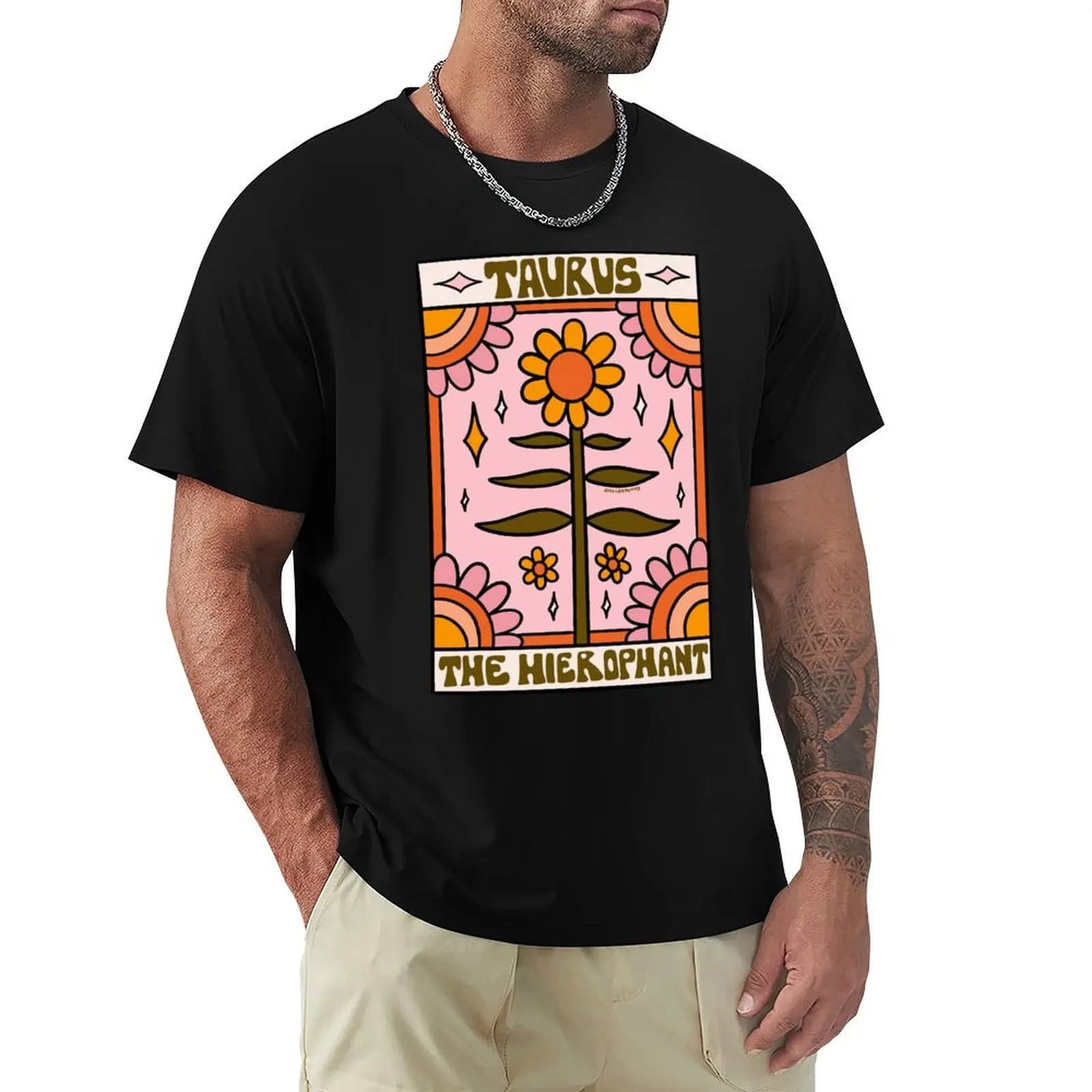 T-shirt con carta dei Tarocchi Taurus, t-shirt da lavoro casual e pratica