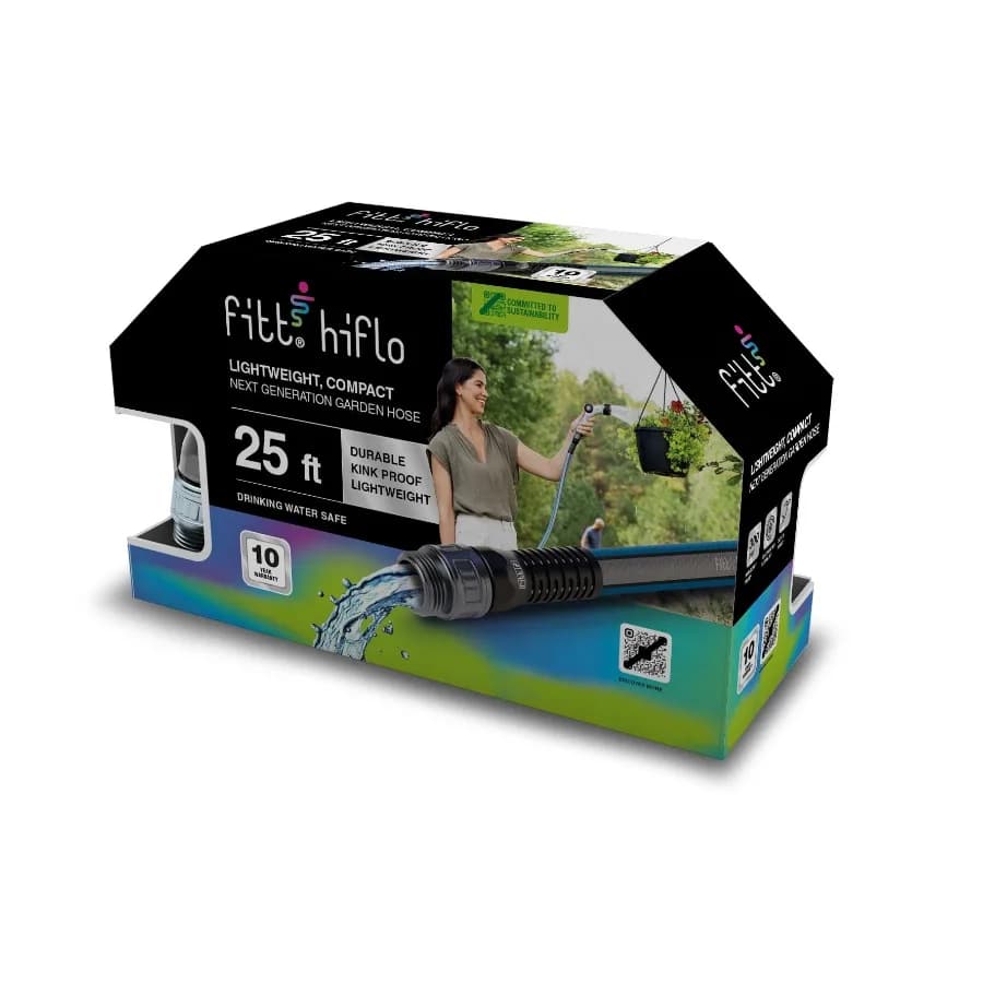 Tubo da Giardino HiFlo 1/2 x 25' per Irrigazione Esterna, Design Flessibile Anti-Piega, Leggero e Resistente, Disponibile in