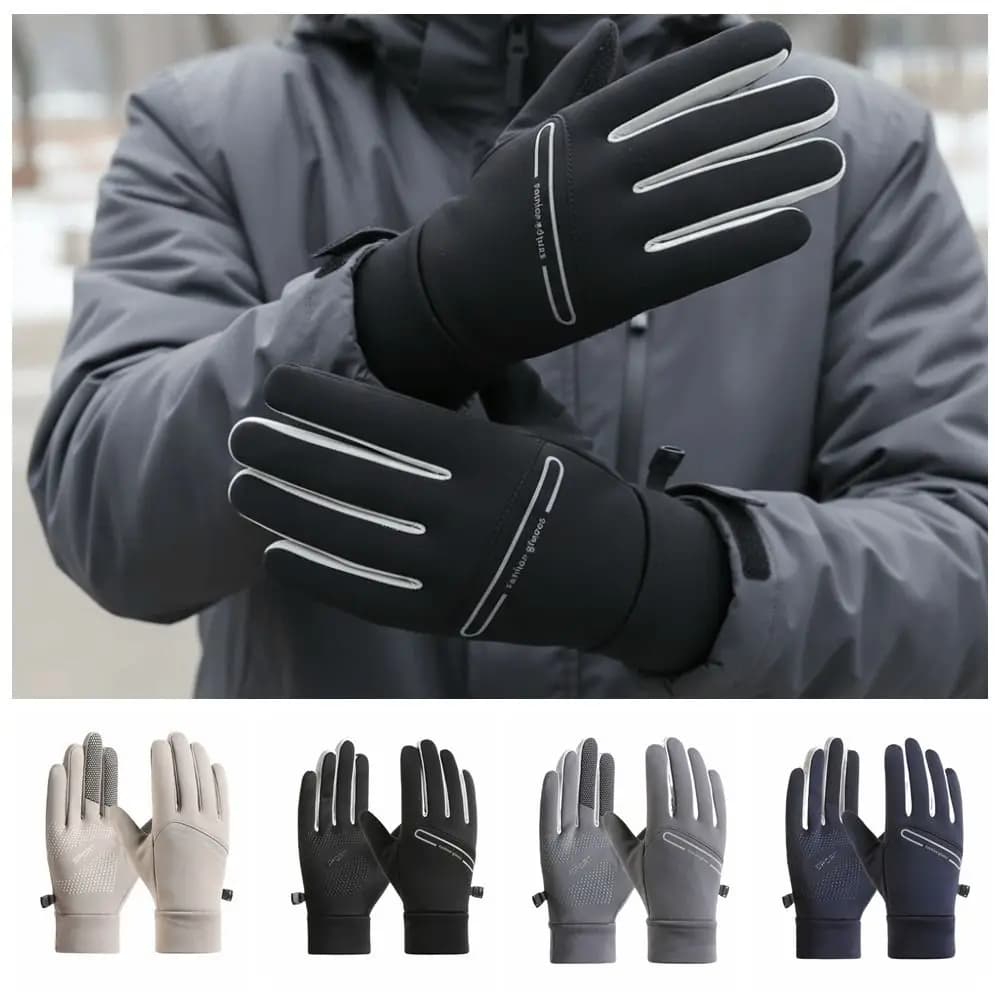 Guanti caldi invernali unisex tinta unita Guanti da ciclismo antiscivolo con dita intere Guanti sportivi touchscreen resistenti al freddo da donna