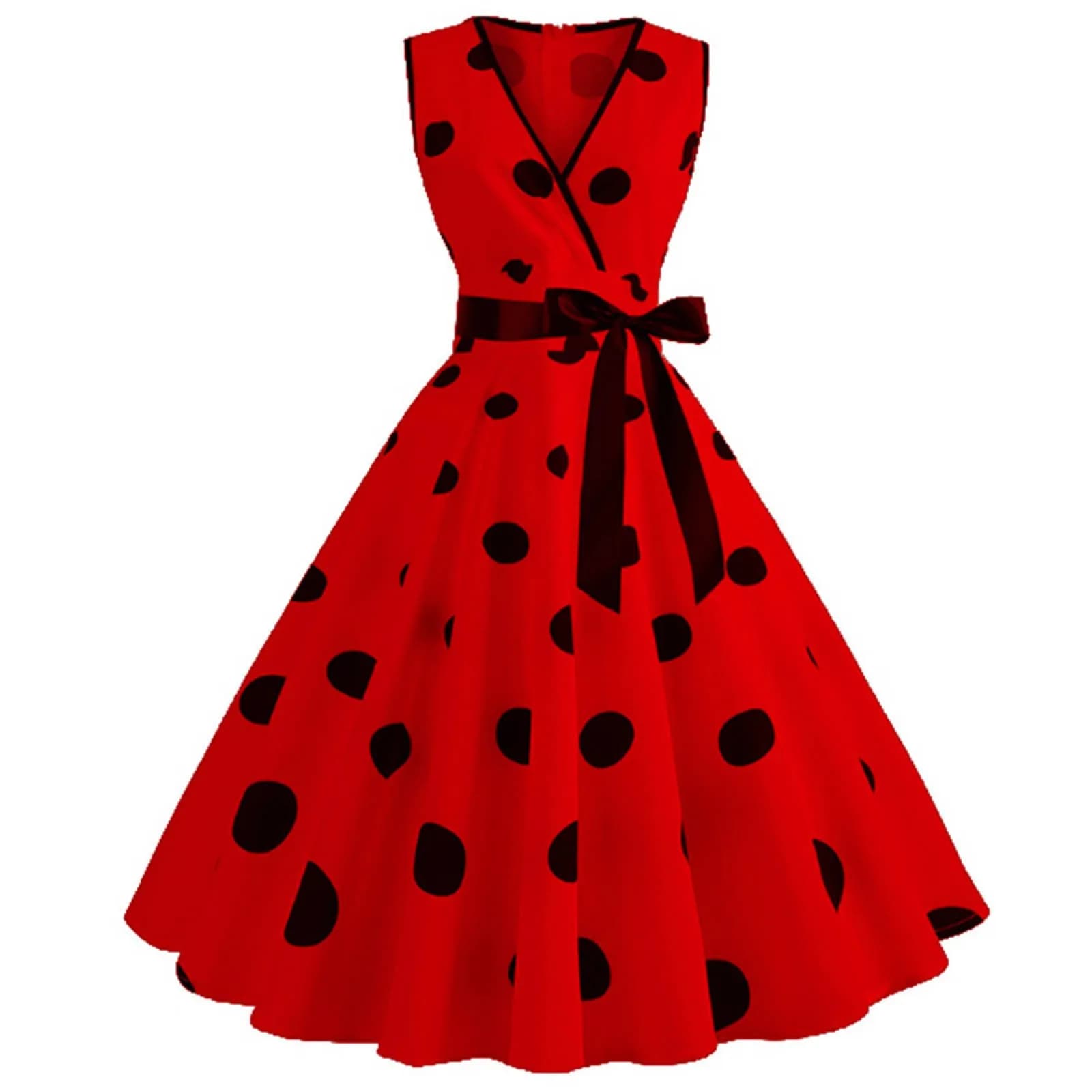 Women's Summer Dress With Short Sleeveless V-neck Pin up Dresses Robe Femme Casual A-line Party Dress 2024