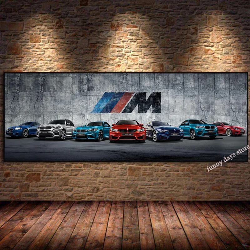 Supercar B M W Luxury Car M3 Family Poster M Series Evolution Car Canvas Painting Print Modern Living Room Wall Art Home Decor