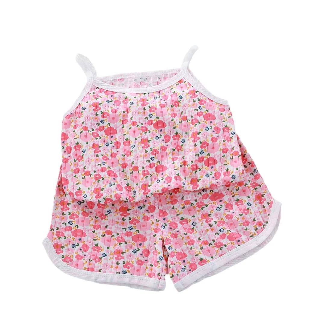 Gilet per Bambini in Cotone Classe A, Completo Estivo per Bambine con Canotta e Pantaloncini, Set da Due Pezzi per Casa