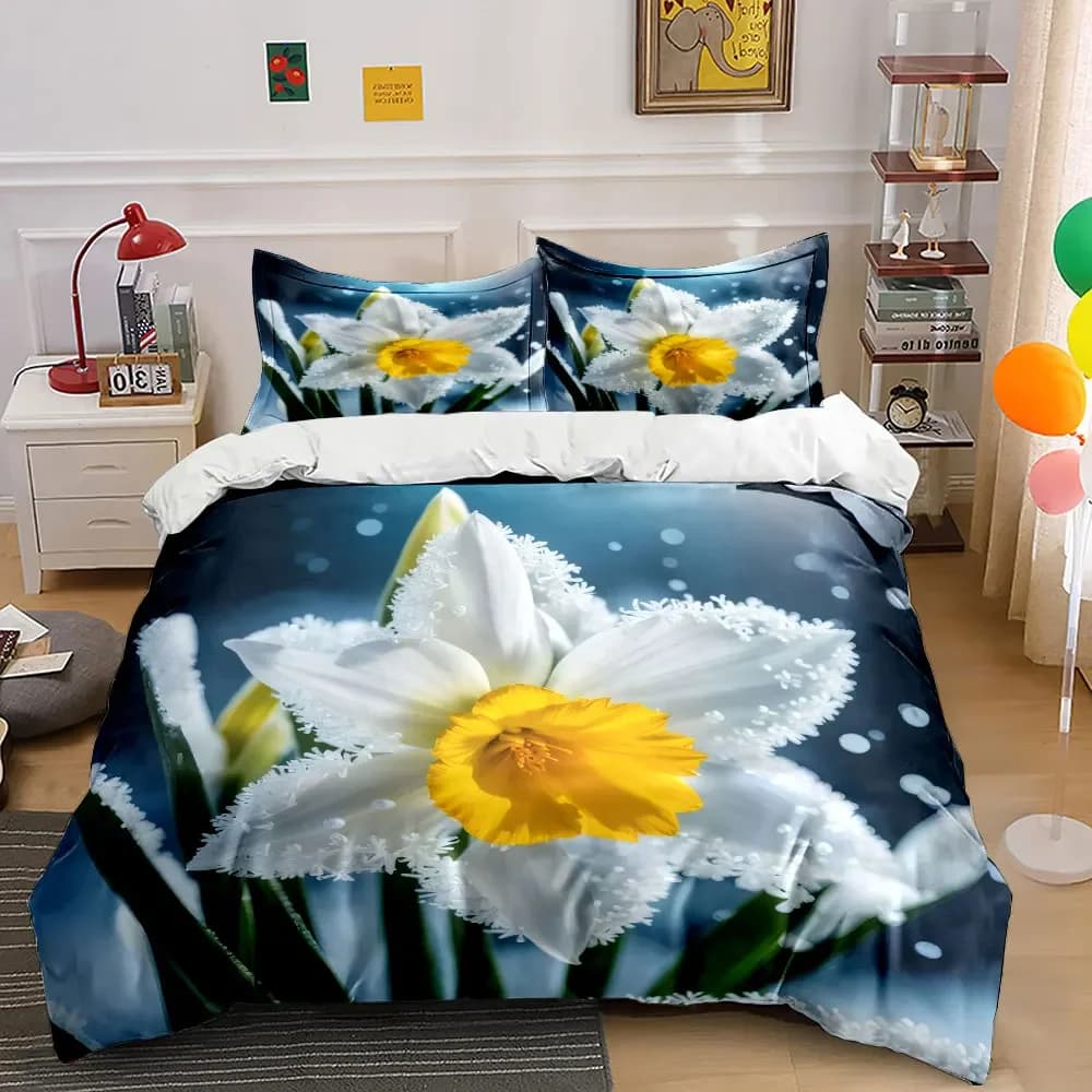 Set decorativo floreale per la casa, set di biancheria da letto morbido e confortevole, include 1 copripiumino e 2 federe, idea regalo