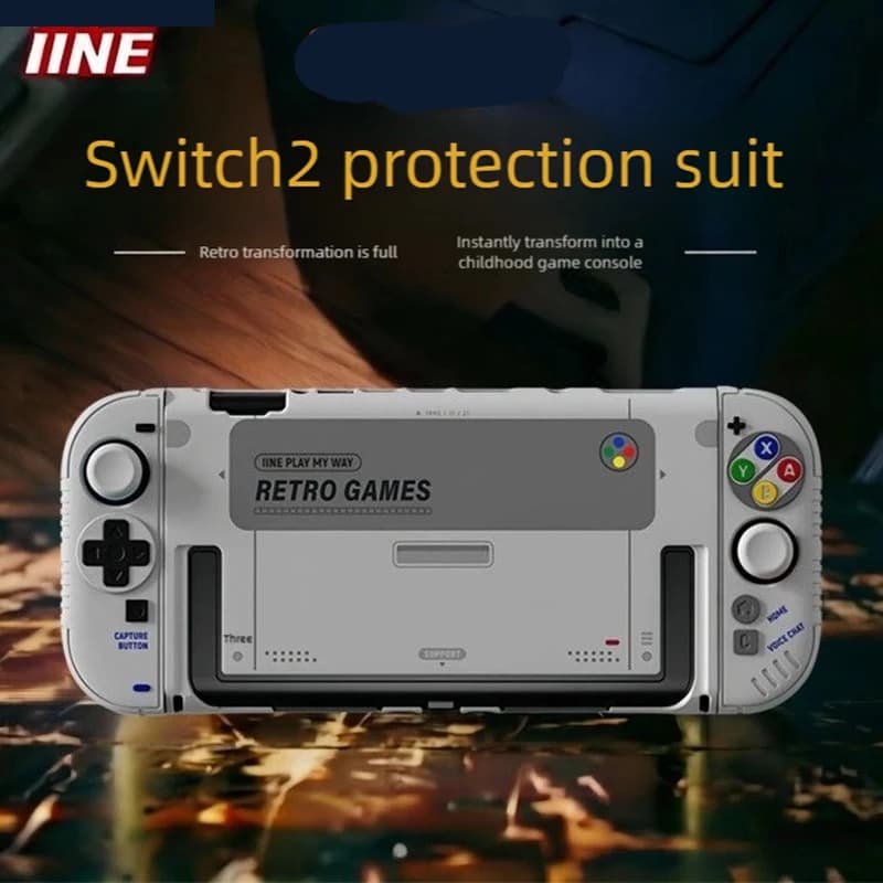 Custodia Protettiva Rigida IINE per Switch 2, Manicotto in Silicone per Controller, Cappuccio Joystick, Guscio Protettivo per Console Principale, Accessorio Gaming