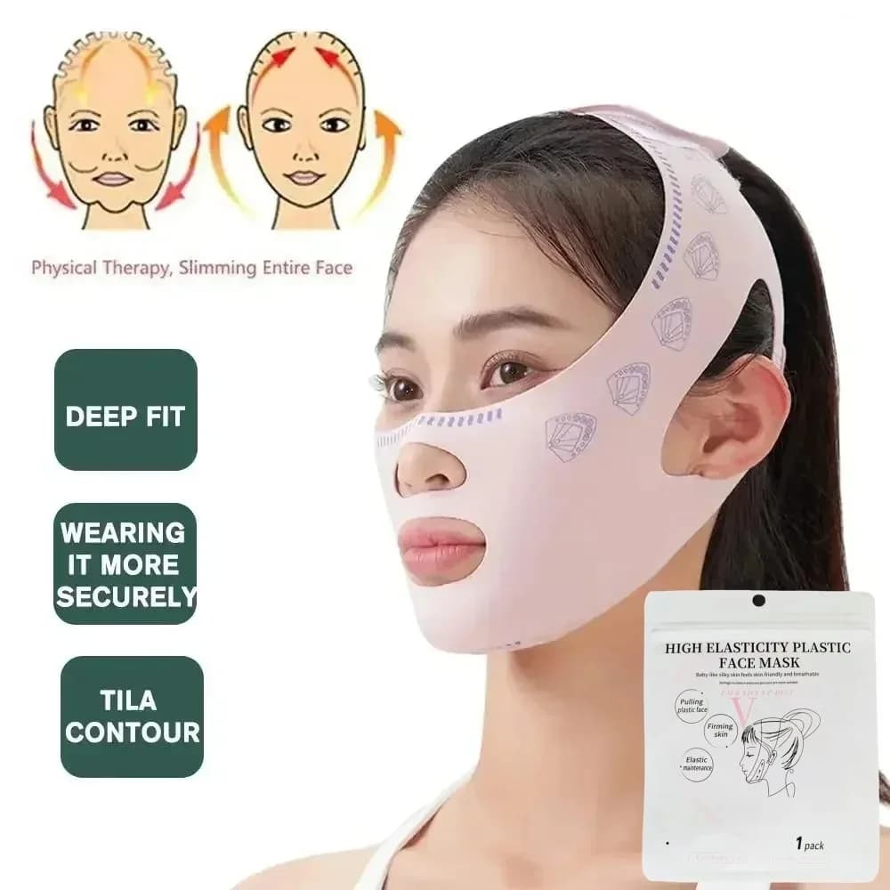 Benda per il sonno per modellare il viso di bellezza, riduttore per il doppio mento, maschera per il viso dimagrante a forma di V, strumento di bellezza riutilizzabile per il sollevamento del viso