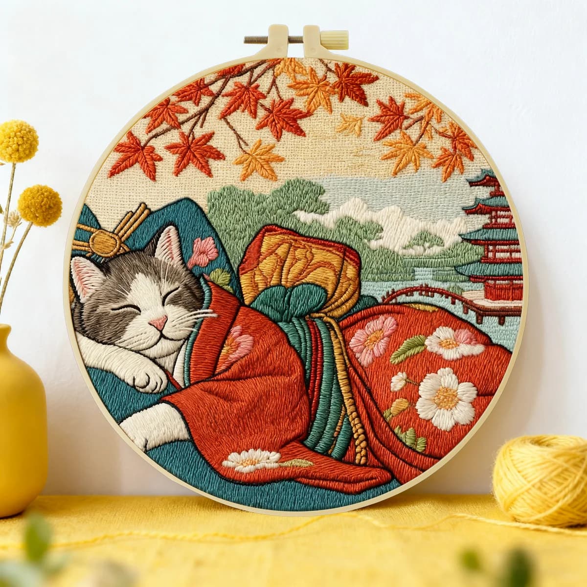1pc 20X20CM/15X15CM 7.87/6.3inch Cat Embroidery Starter Kit DIY Kit DIY Embroidery Kit Manualidades Set for Beginner Sewing Art