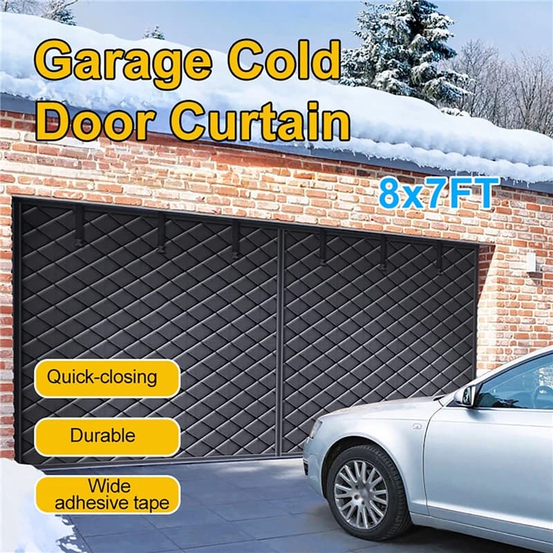 8x7FT(254x218cm) Garage Door Curtain Thickened Oxford Cloth Cold-Proof Warm Windproof Magnetic Heat Insulation Door Curtain