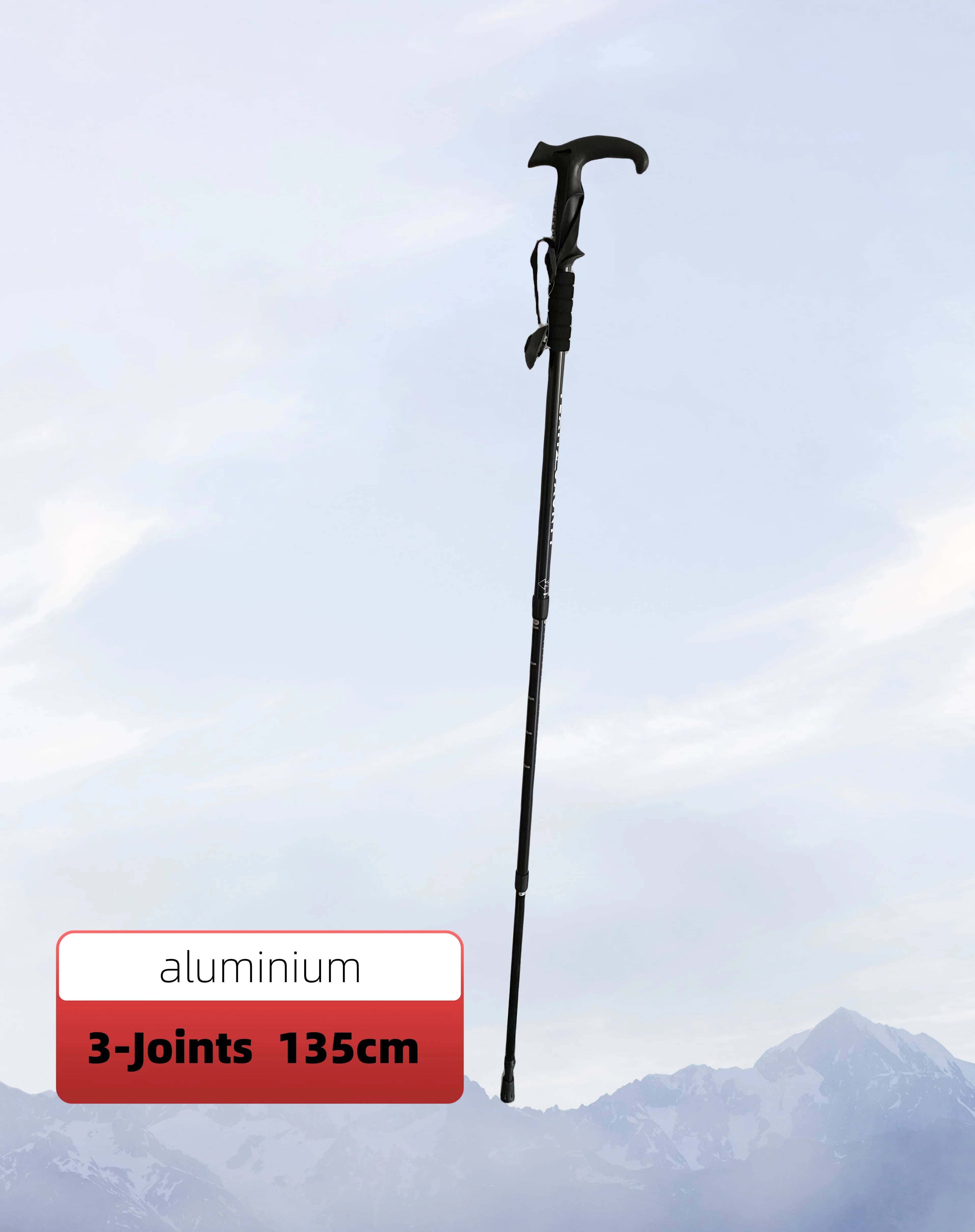 Bastone da trekking in alluminio leggero da 135 cm con impugnatura a T Canna da passeggio di lusso Accessori per arrampicata Bastone telescopico per autodifesa Uomo
