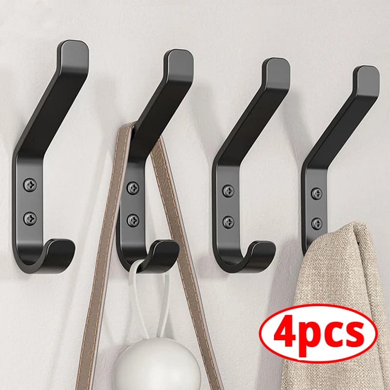 Gancio da Parete Multiuso Doppio per Appendere Vestiti, Asciugamani, Portachiavi, Gancio Antiscivolo per Bagno e Porta, Gancio da Parete Resistente