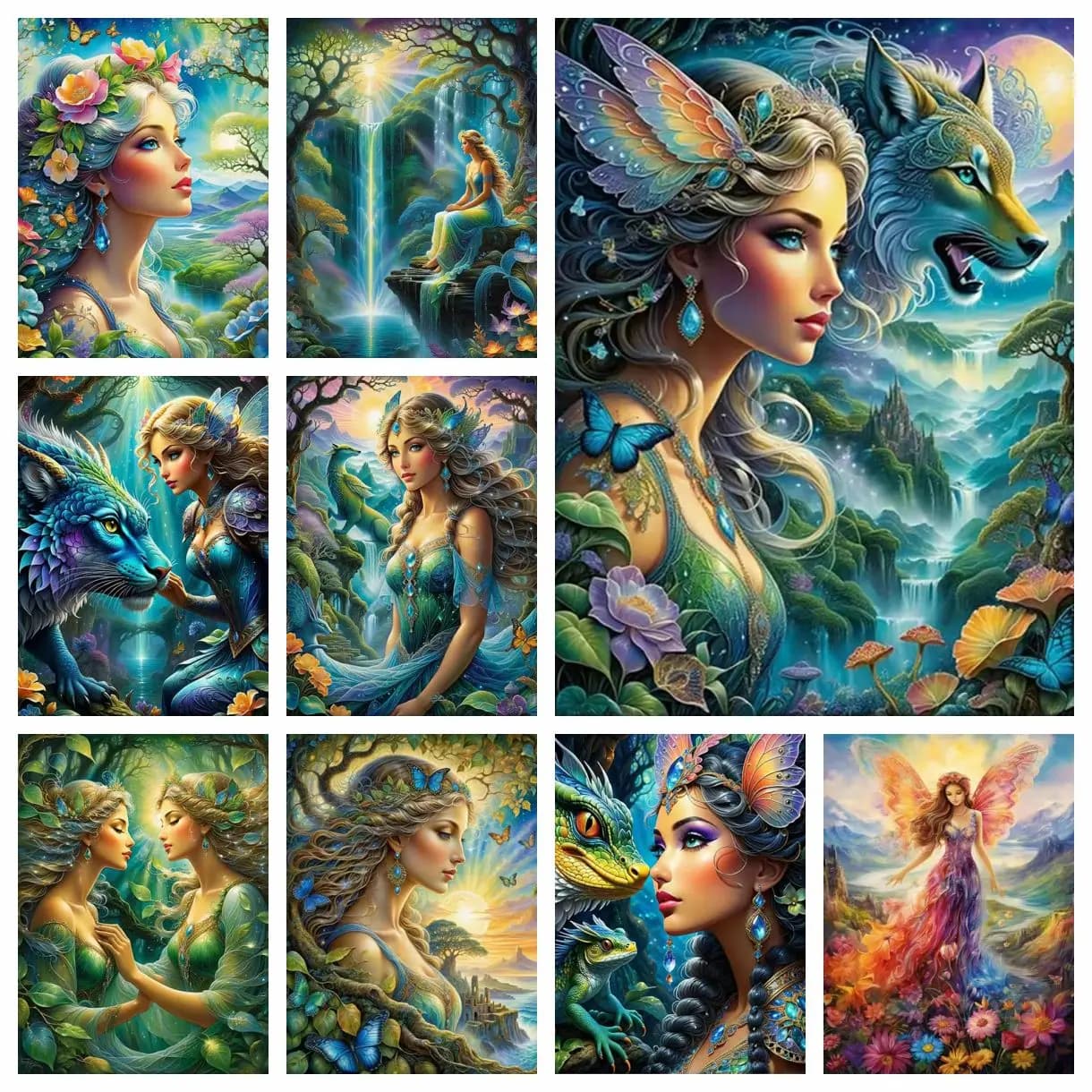 1PC frameless 5D DIY Diamond Painting New Collection Cross Stitch Kits Fantasy Landscape Cartoon Butterfly Fairy Mosaic Home Dec