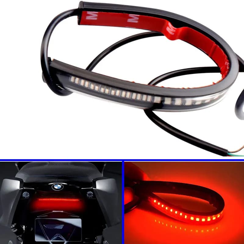 SMD 48 LED Motorcycle Light Bar Strip Tail Brake Stop Turn Signal License Plate Light Integrated 3528 Red Amber Color