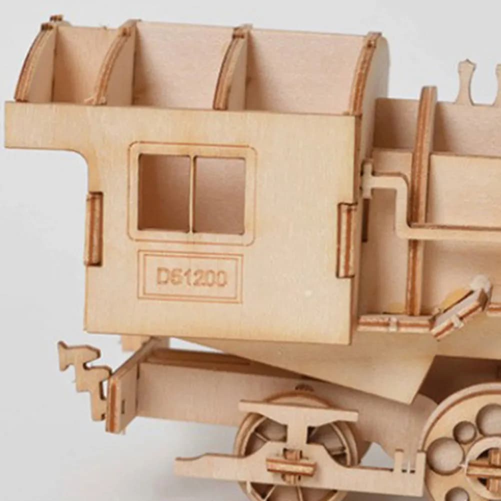 Puzzle 3D in Legno a Forma di Treno a Vapore Realistico, 1 Pezzo, Senza Colla, Assemblaggio con Giunti a Tenone, Decorazione Educativa per Scaffali, Scrivanie e Tavoli, per Adulti