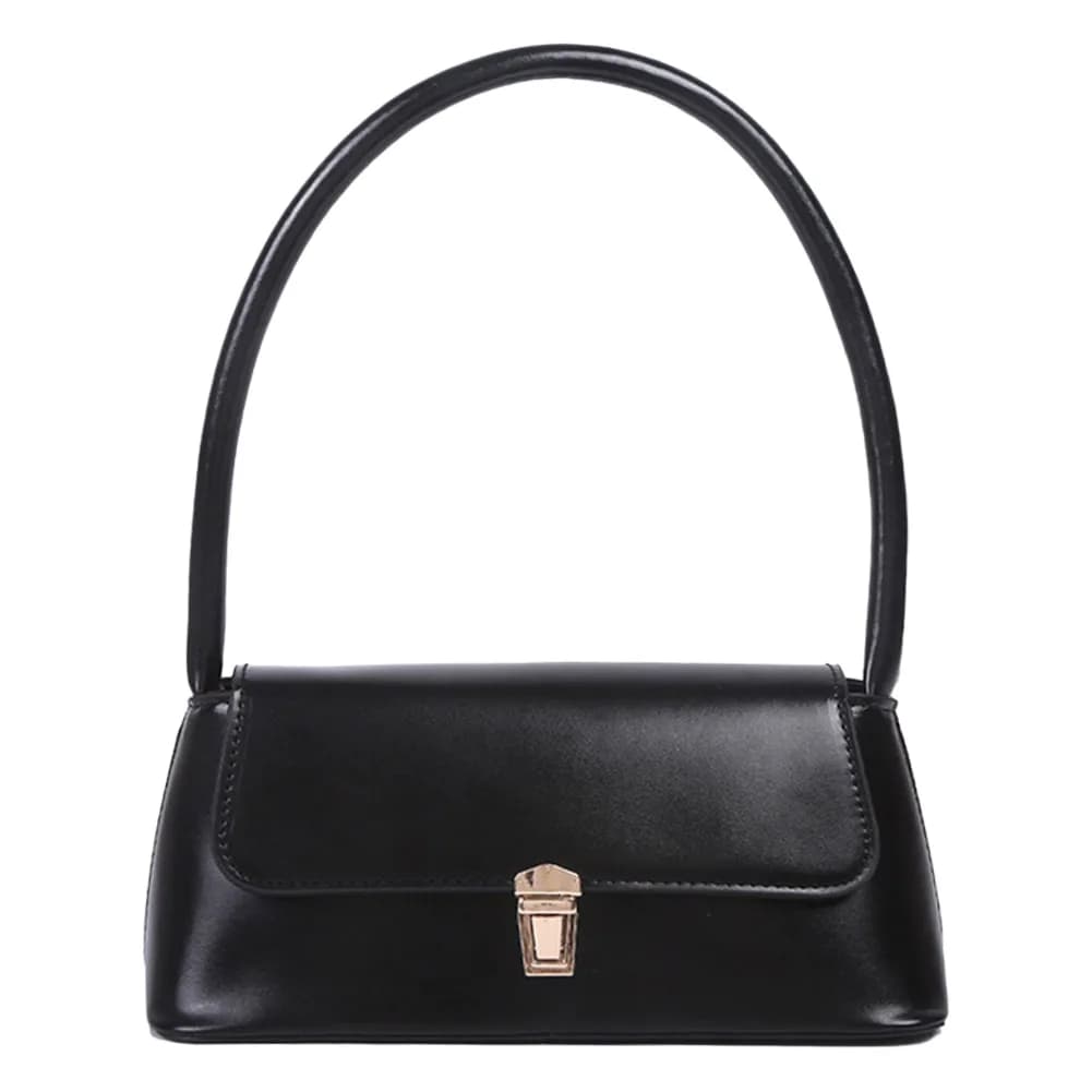 Women Underarm Bag Trendy Retro Tote Bag Portable Casual PU Leather Solid Color Simple Handle Shoulder Bag Handbags