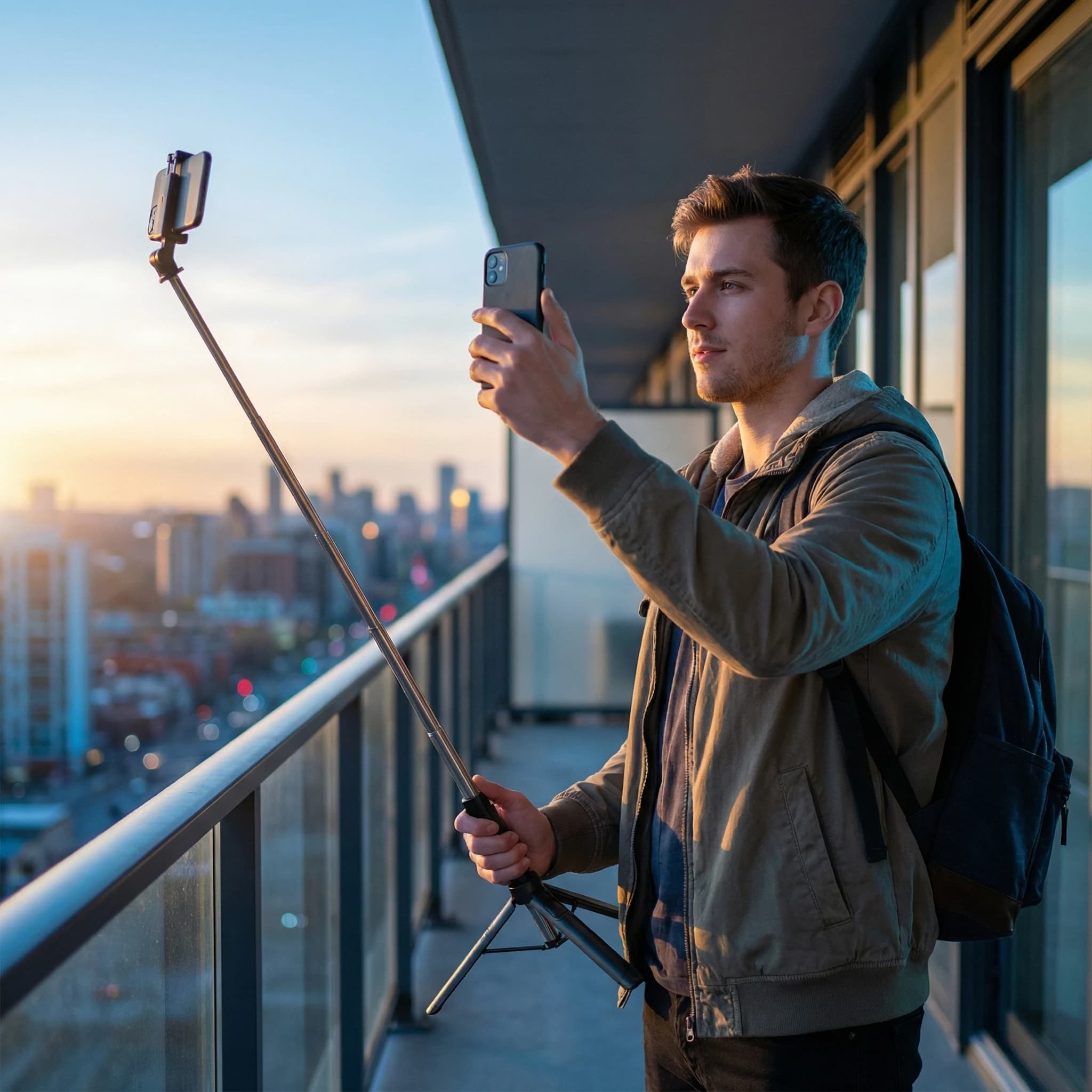 Bastone Selfie Estensibile da 43 Pollici con Treppiede, Apertura con Un Clic, Telecomando Wireless, per iPhone e Android, Ideale per Viaggi, Eventi e Creazione di Contenuti