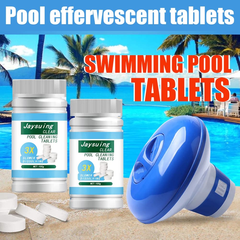 100 pz/bottiglia piscina compressa di cloro compresse effervescenti per la pulizia della piscina a dissoluzione rapida pillola di cloro strumenti per la pulizia della piscina