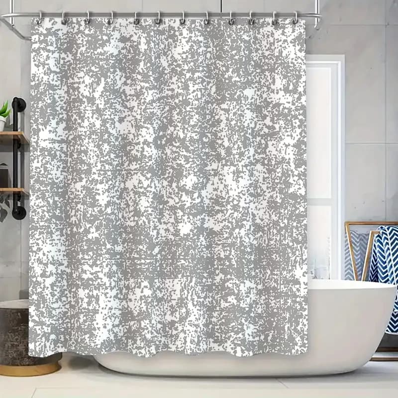 Unico grigio bianco schizzi stampa tenda da doccia tessuto impermeabile decorazione della casa decorazioni per il bagno grigio/bianco (180x245 cm)