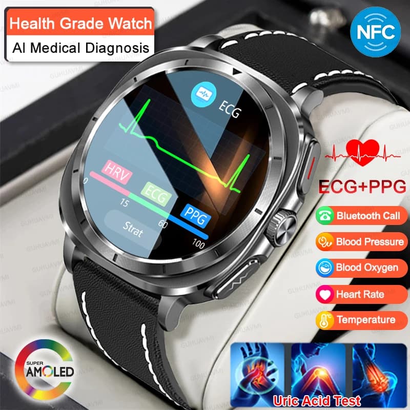 New High Range Smartwatch with Laser Detection, ECG+PPG, Blood Pressure, Urico Acid, Body Analysis, NFC, HD Calls, Health Watch 2026