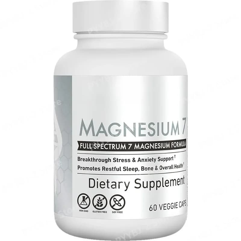 Magnesium Glycinate Supplement 7 Type Magnesium Complex with Vitamin B6 Manganese Citrate Gluten Free Vegan Non GMO 60 Capsules