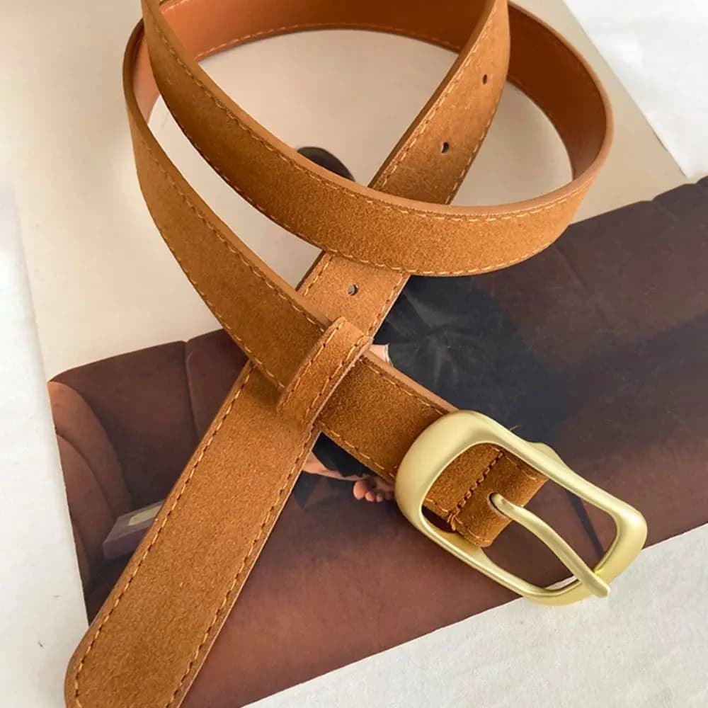 Cintura in Pelle Scamosciata con Fibbia a Perno, Versatile e Alla Moda, Cintura da Donna di Lusso, Design Elegante, Cintura Larga per Decorazione di Cappotti e Gonne