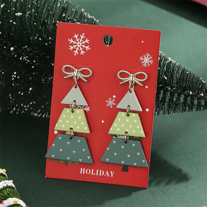 New Sparkling Christmas Dangle Earring for Women Santa Claus Xmas Tree Snowman Elk Drop Earrings New Year Fashion Jewelry Gifts