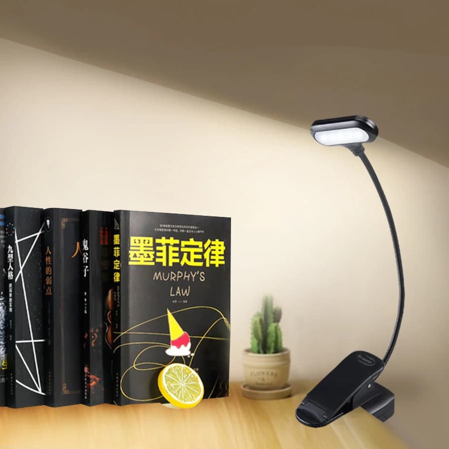 Mini Lampada da Lettura LED Portatile Flessibile e Regolabile con Protezione per gli Occhi, Alimentata a Batteria, per Camera da Letto, Scrivania e Viaggi