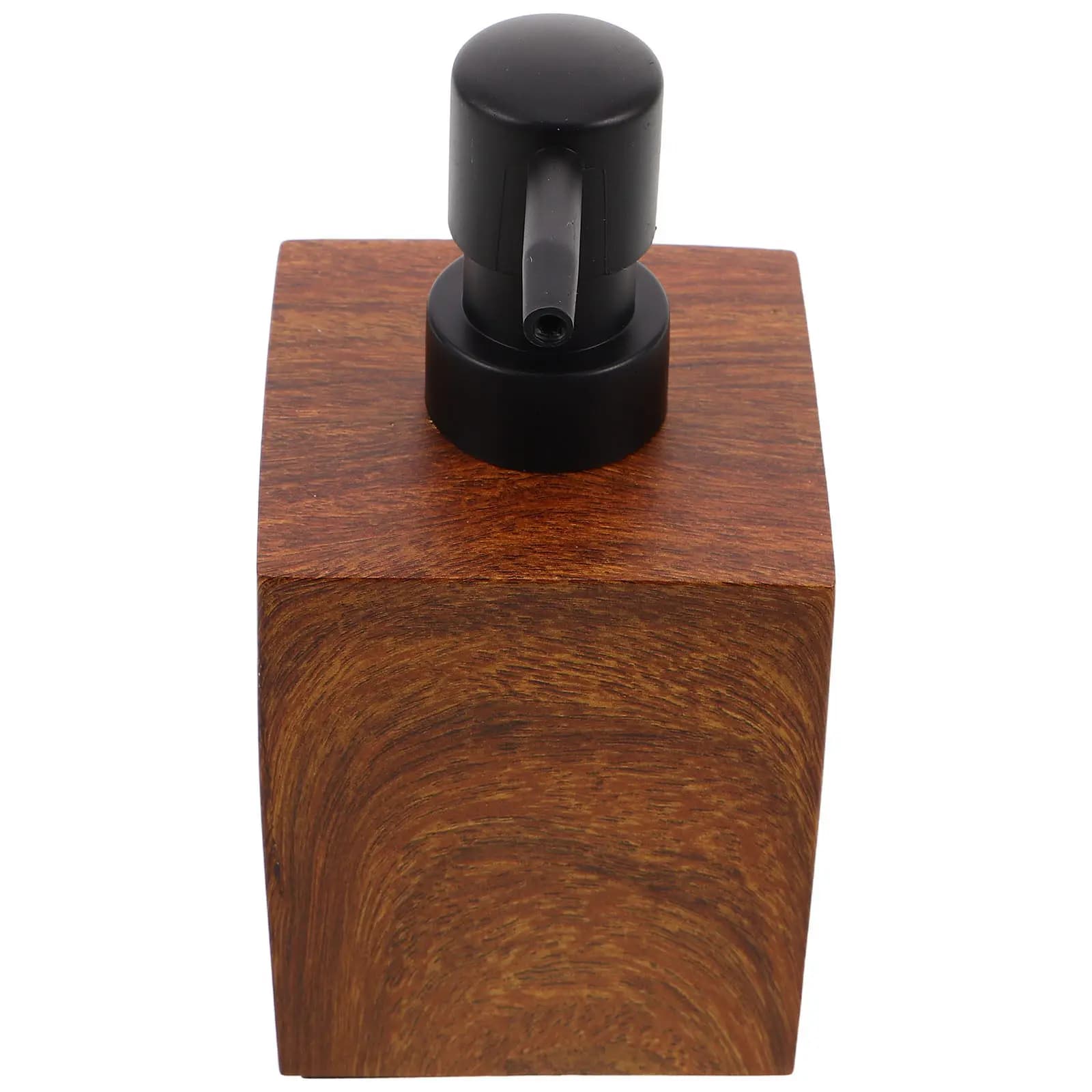 Dispenser di Sapone Liquido in Legno Rustico Effetto Venato 400ml Ricaricabile con Pompa per Lavaggio Mani, per Bagno e Cucina, Decorazione da Appoggio Cromata