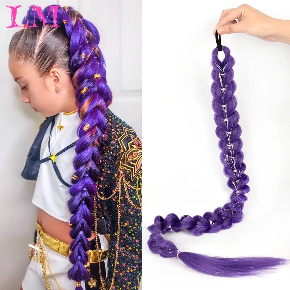 Extensions for LM Synthetic Hair from 32 Inches, Purple, for Trecce, Rumi Hair for Palcoscenic, Feste, Cosplay, Multicolor