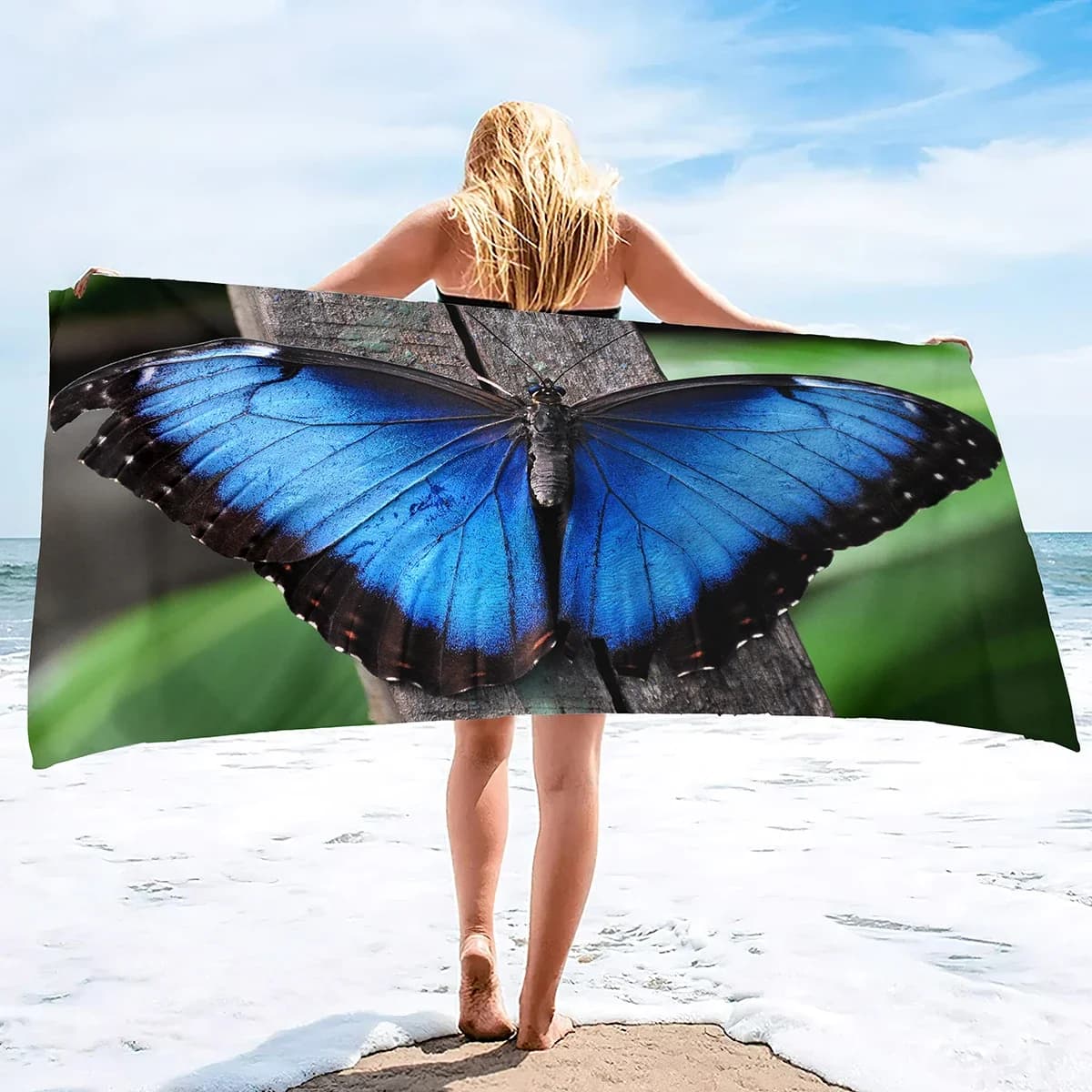Asciugamano da spiaggia leggero oversize in microfibra Asciugamani senza sabbia con farfalla Asciugamani da spiaggia da campeggio per piscina da viaggio per adulti Bambini
