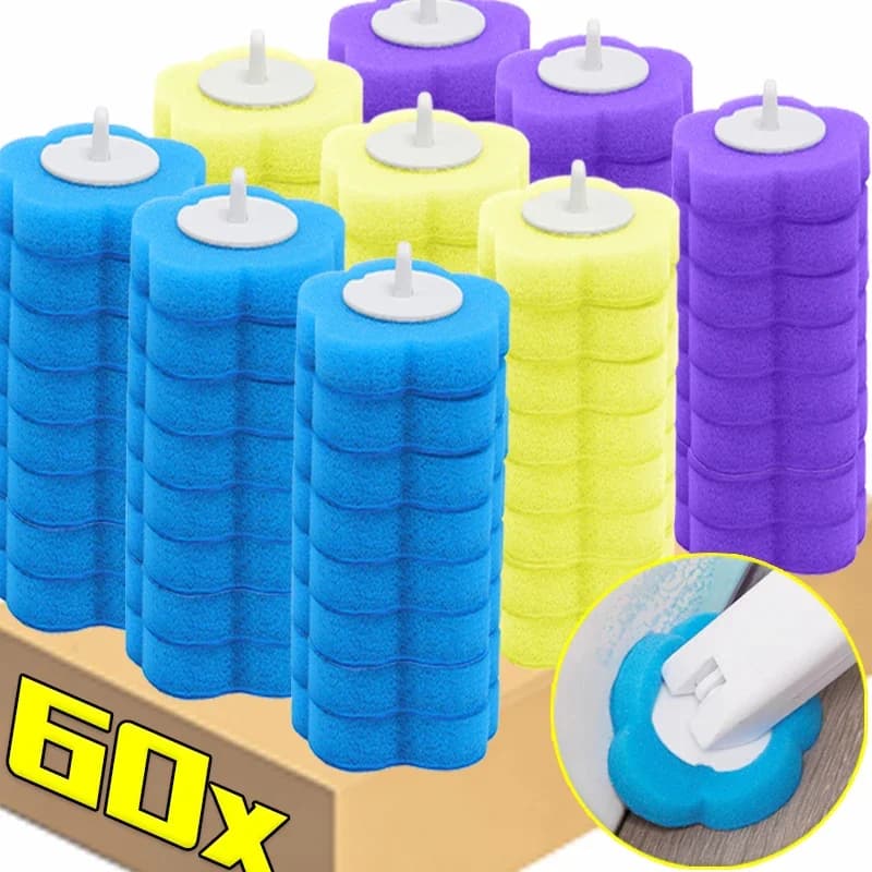 6-60PCS Testine per scopino usa e getta Spugne di ricambio per bagno Testina per scopino per pulizia WC Ricariche Nessuna testina ad angolo morto