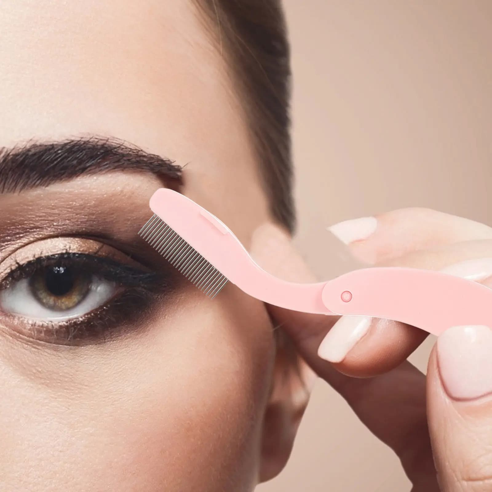 Stainless Steel Foldable Eyelash comb with Plastic Handle for Separation After Mascara Application, Ideal for Travel