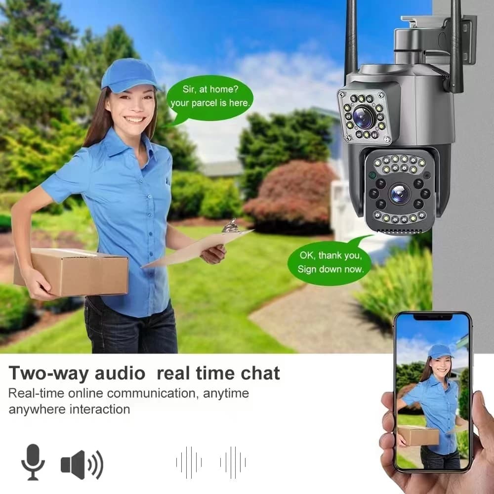 V380pro APP Telecamera IP a colori a doppio obiettivo da 4 MP Rilevazione umanoide AI Allarme di sicurezza domestica CCTV Baby Monitor